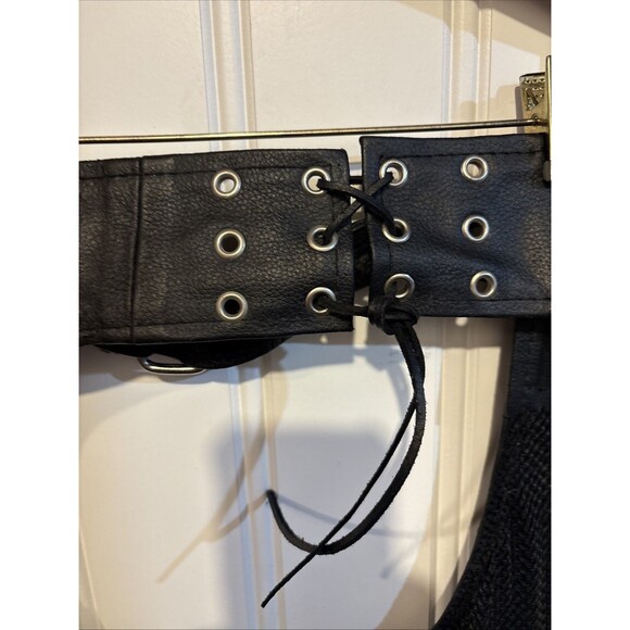 Vintage Genuine Leather Black Motorcycle Chaps Mens XL Extra Large Great Shape - Picture 8 of 15